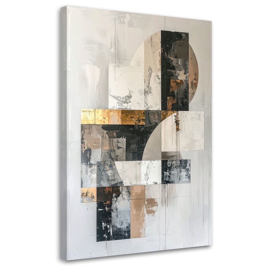 Obraz do salonu sypialni biura loftu, Nowoczesna Abstrakcja geometryczna w beżowo kolorach 60x90 cm