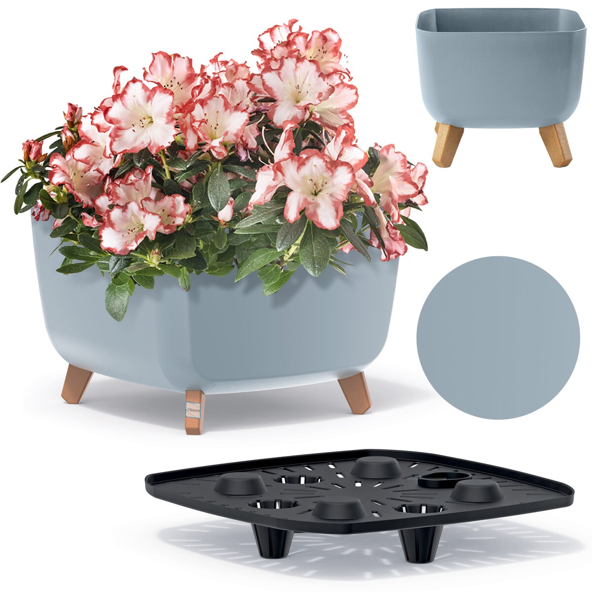 Doniczka Donica Ogrodowa 39 Cm Na Nóżkach Dekoracyjna Szara