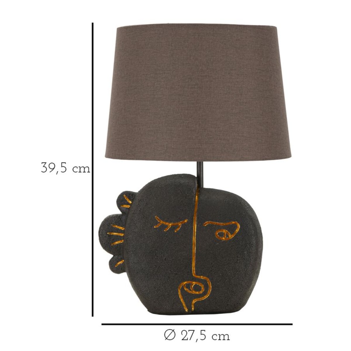Lampa stołowa Tribal - B, kolor brązowy i złoty, żywica syntetyczna, żelazo i tkanina, 27,5 x 27,5 x 39,5 cm, 1 x E27, max. 40 W, Mauro Ferretti