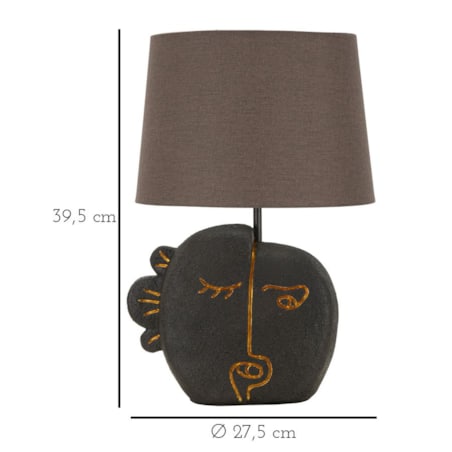 Lampa stołowa Tribal - B, kolor brązowy i złoty, żywica syntetyczna, żelazo i tkanina, 27,5 x 27,5 x 39,5 cm, 1 x E27, max. 40 W, Mauro Ferretti