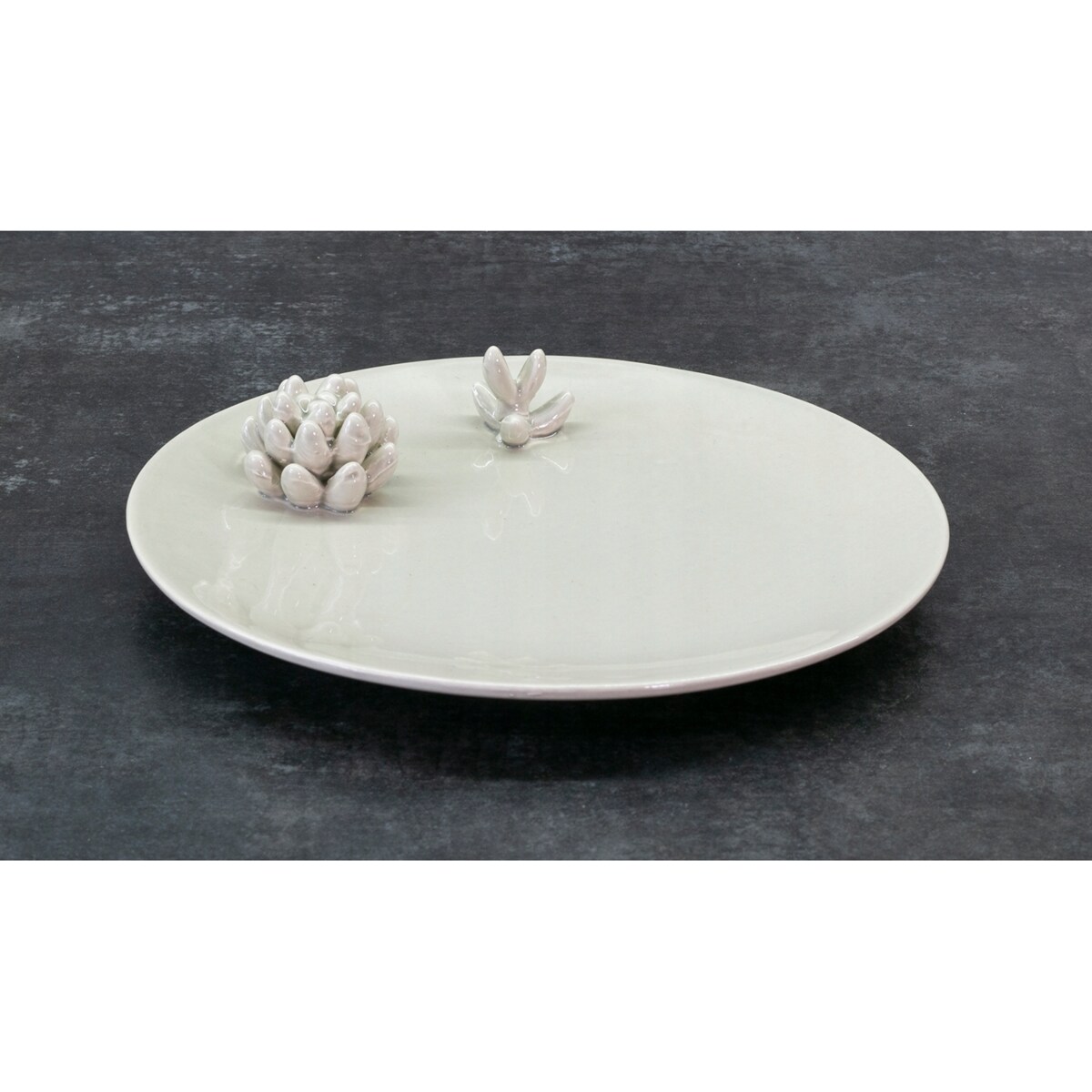 TALERZ DESEROWY okrągły beżowy ceramika śr. 23cm