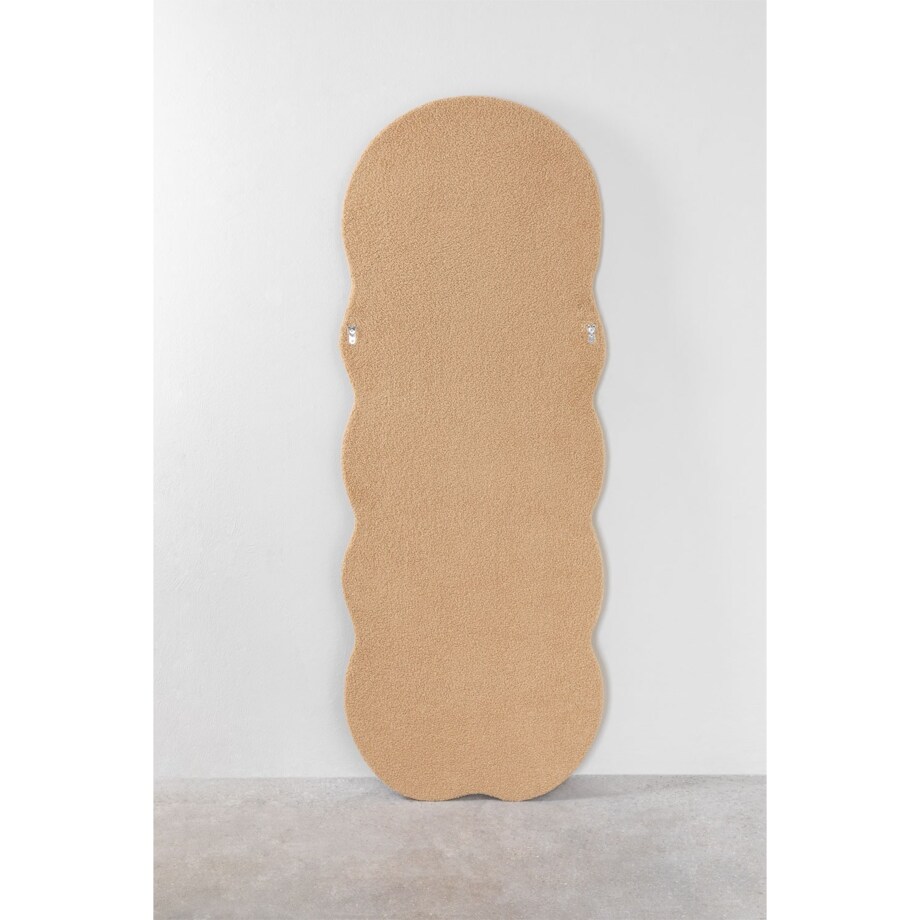 Lustro w falistej ramie bouclé brzoskwiniowe 160x60 cm