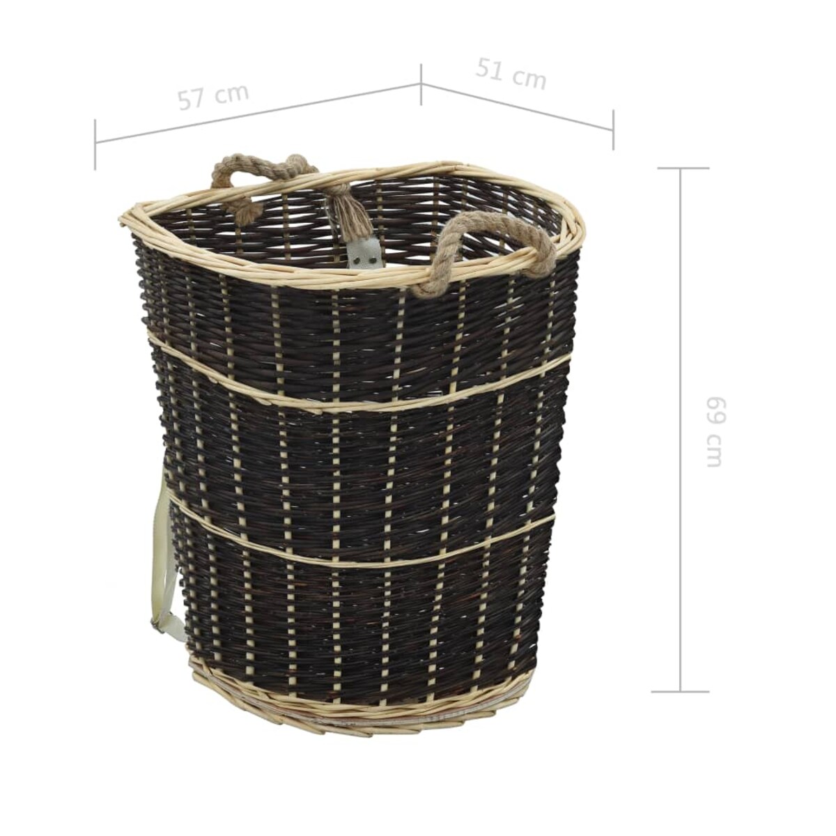 vidaXL Plecak na drewno opałowe, 57x51x69 cm, naturalna wiklina