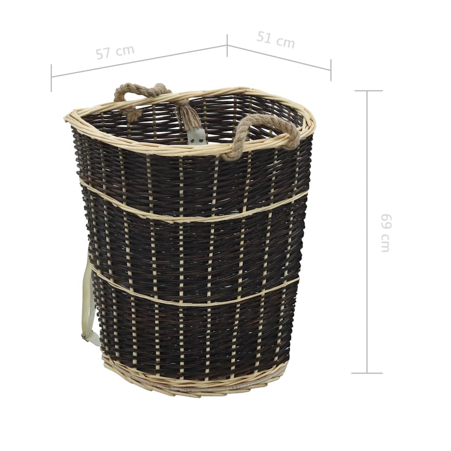 vidaXL Plecak na drewno opałowe, 57x51x69 cm, naturalna wiklina