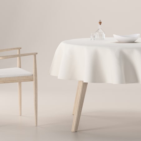 Obrus okrągły 130 x 130 cm satynowa biel
