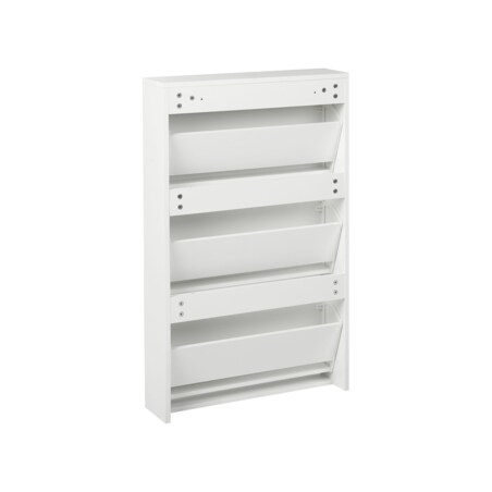 Szafka na buty 3 przegrody lustrzane fronty biała MIDFIELD