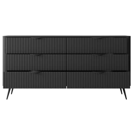 Komoda nowoczesna 6S LENA ryflowana czarna