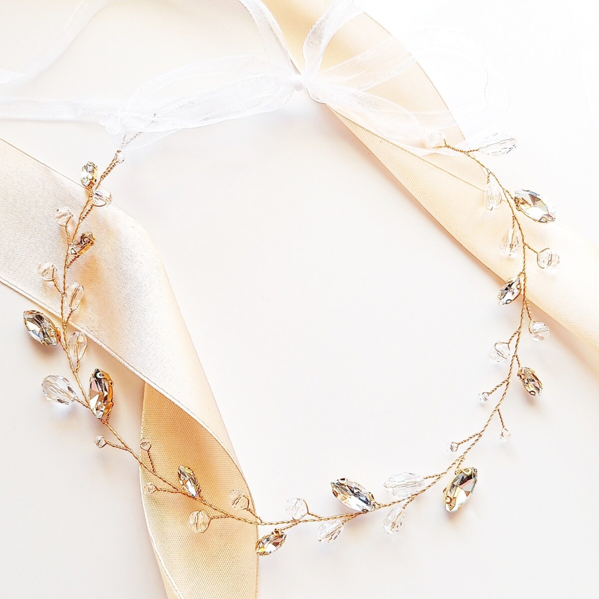 OPASKA na włosy złota z cyrkoniami i kryształkami