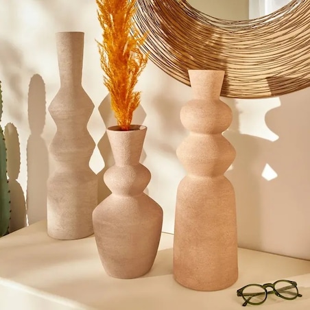 Wazon z dolomitu, kremowy, Ezia. 60 cm