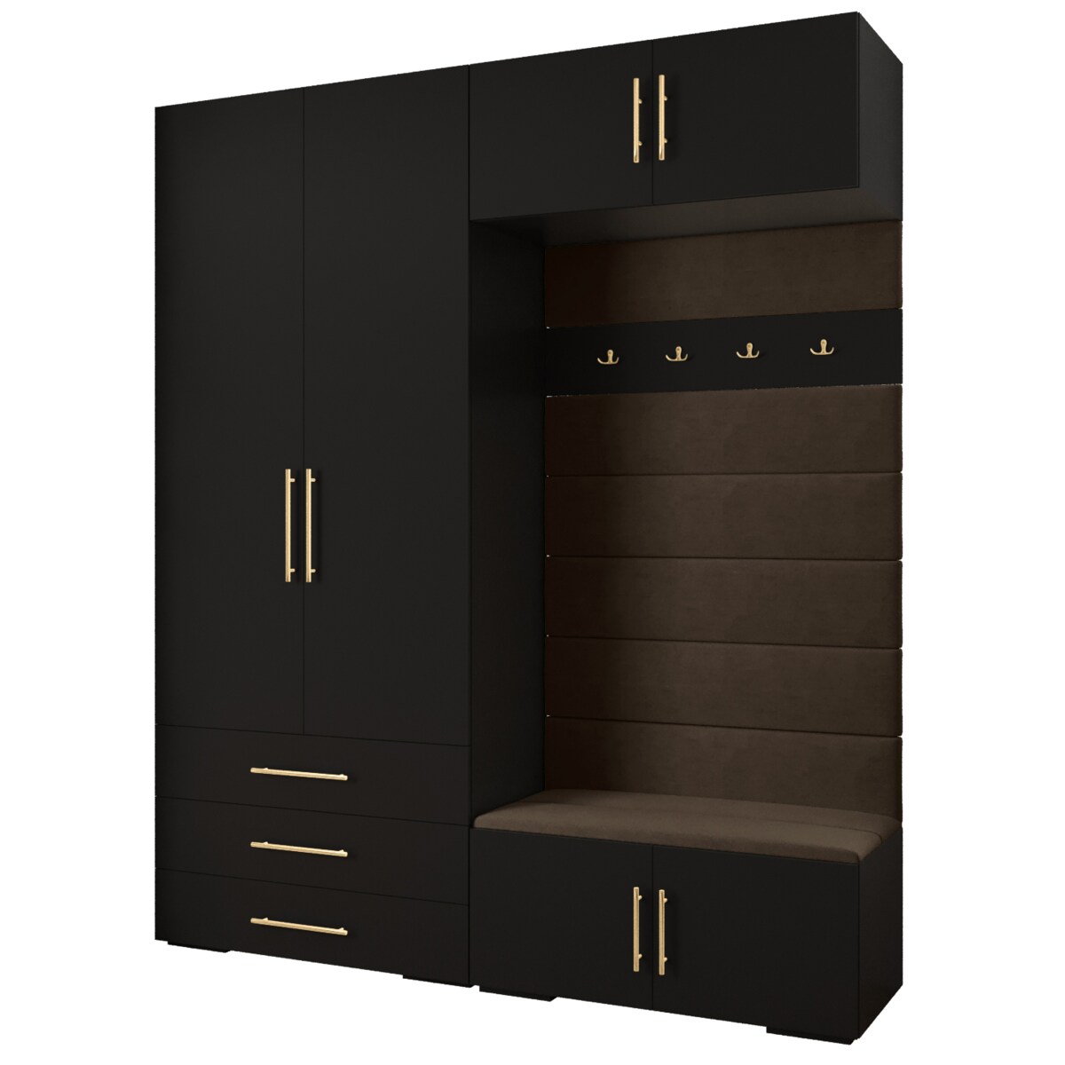 Garderoba do przedpokoju INOVA 3 Z12 czarny+złoty+manila04