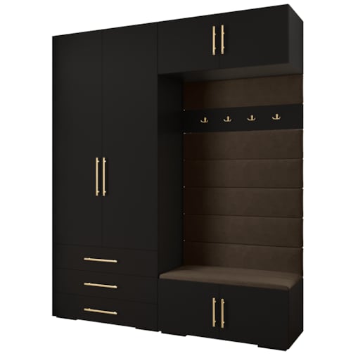 Garderoba do przedpokoju INOVA 3 Z12 czarny+złoty+manila04