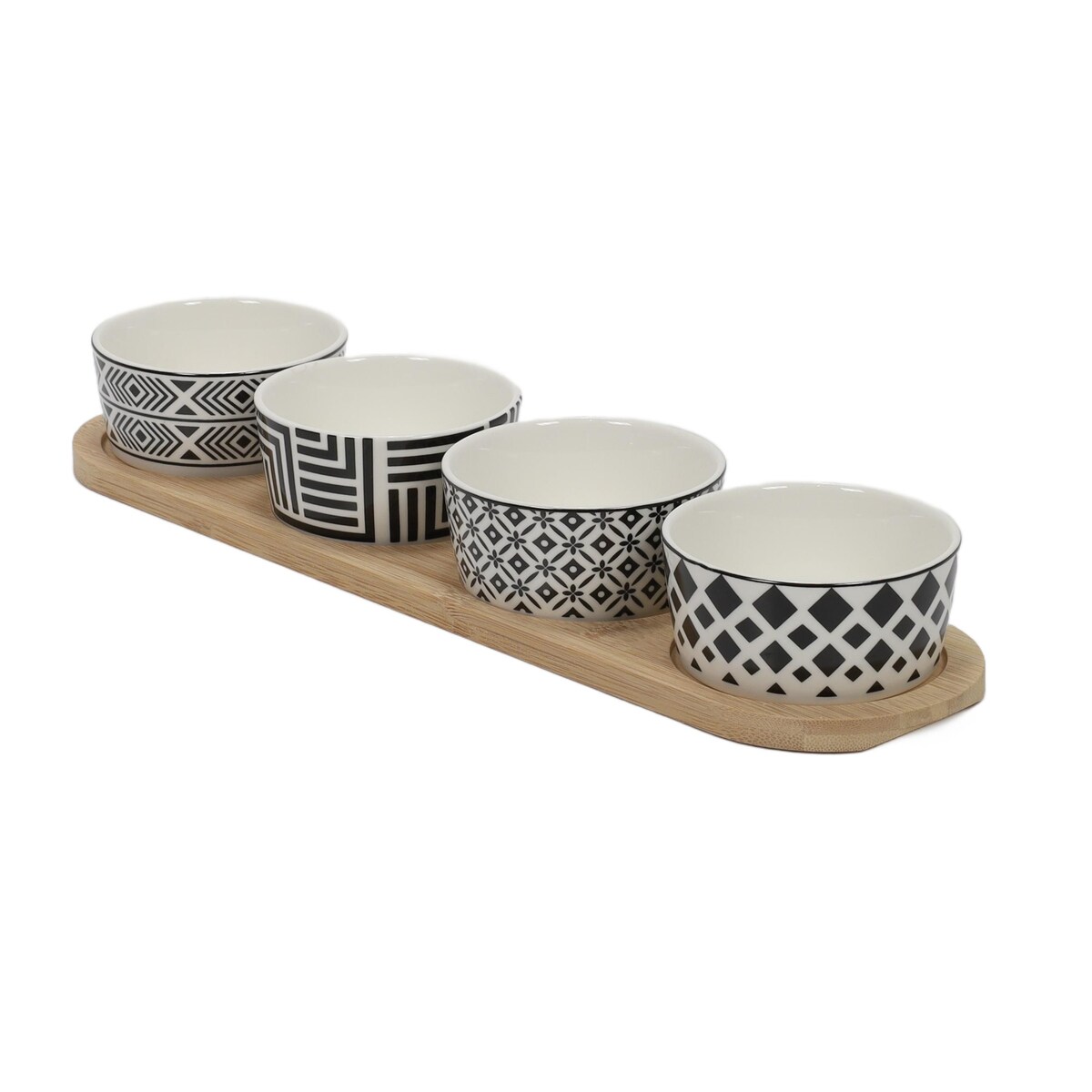 Zestaw do serwowania przekąsek, 4 miseczki, porcelana