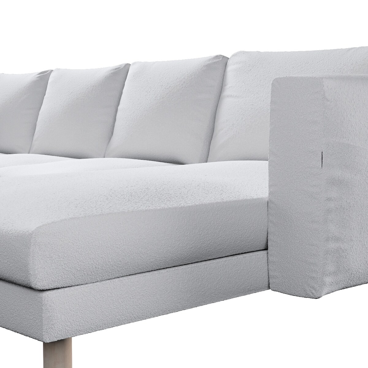 Pokrowiec na sofę Norsborg 4-osobową z szezlongiem, biała bukla, 291 x 88/157 x 85 cm, Boucle Teddy