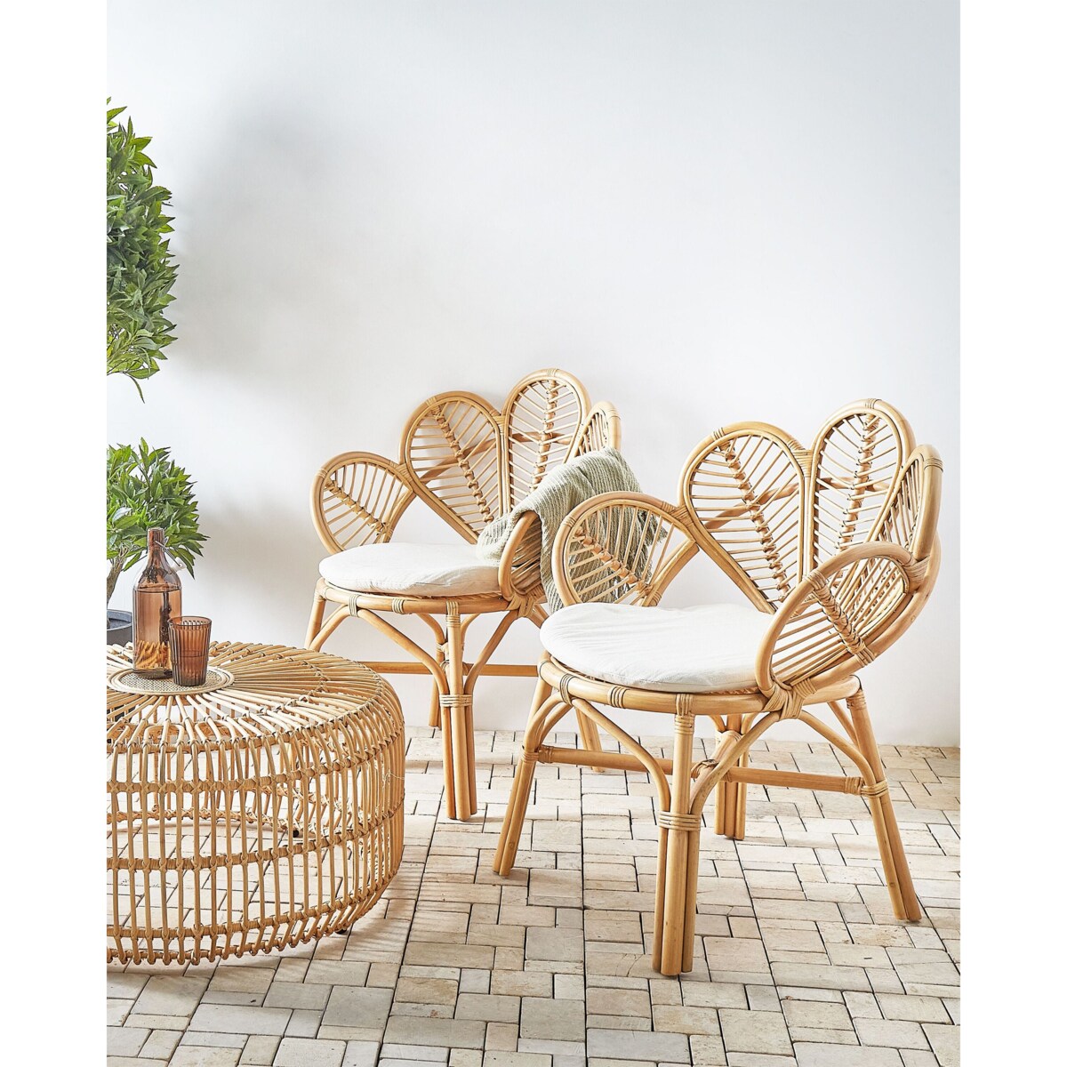 Zestaw 2 foteli paw FLORENTINE II Rattan Naturalny