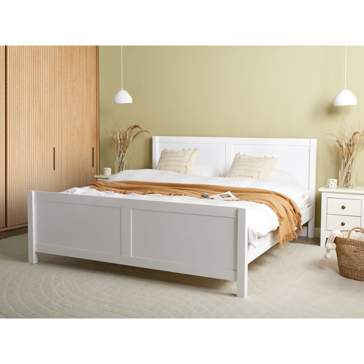 Łóżko Drewno CHAMPAGNAT 180 x 200 cm Biały