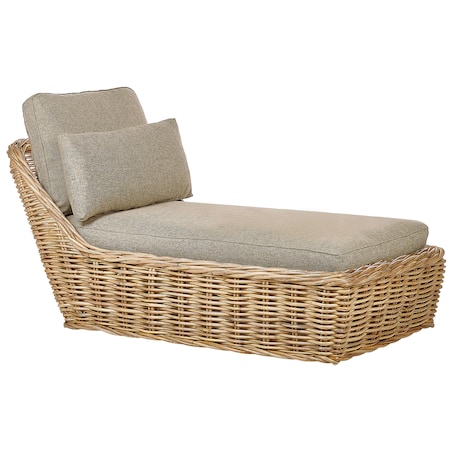 Leżak ogrodowy z poduszką BELSITO Rattan Naturalny