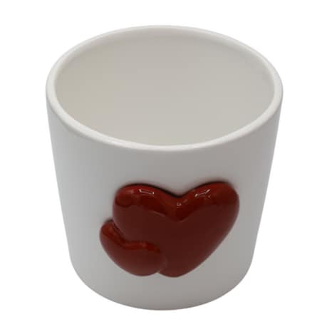 Doniczka z 2 serduszkami 18,5x17x15,5 cm OLLANA czerwone