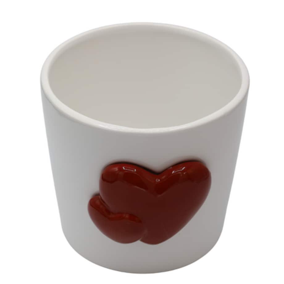 Doniczka z 2 serduszkami 18,5x17x15,5 cm OLLANA czerwone