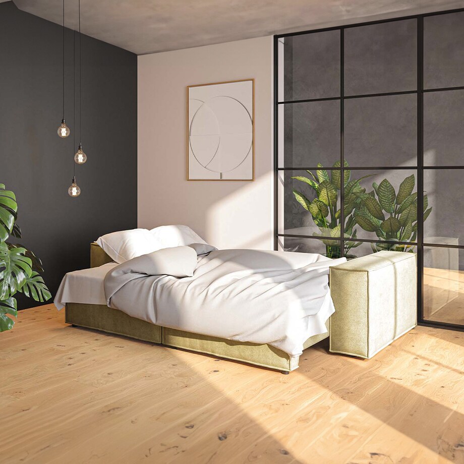 Melow 3-osobowa rozkładana sofa - oliwkowa