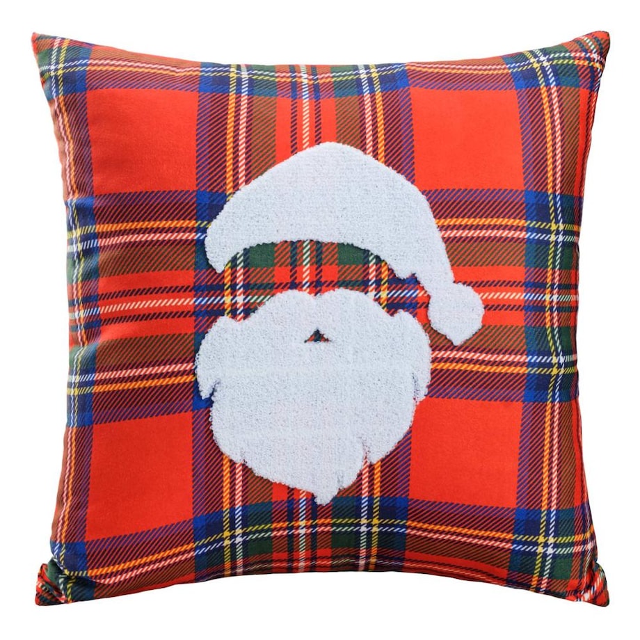 Poszewka dekoracyjna świąteczna 45X45 czerwona w kratę, Święty Mikołaj