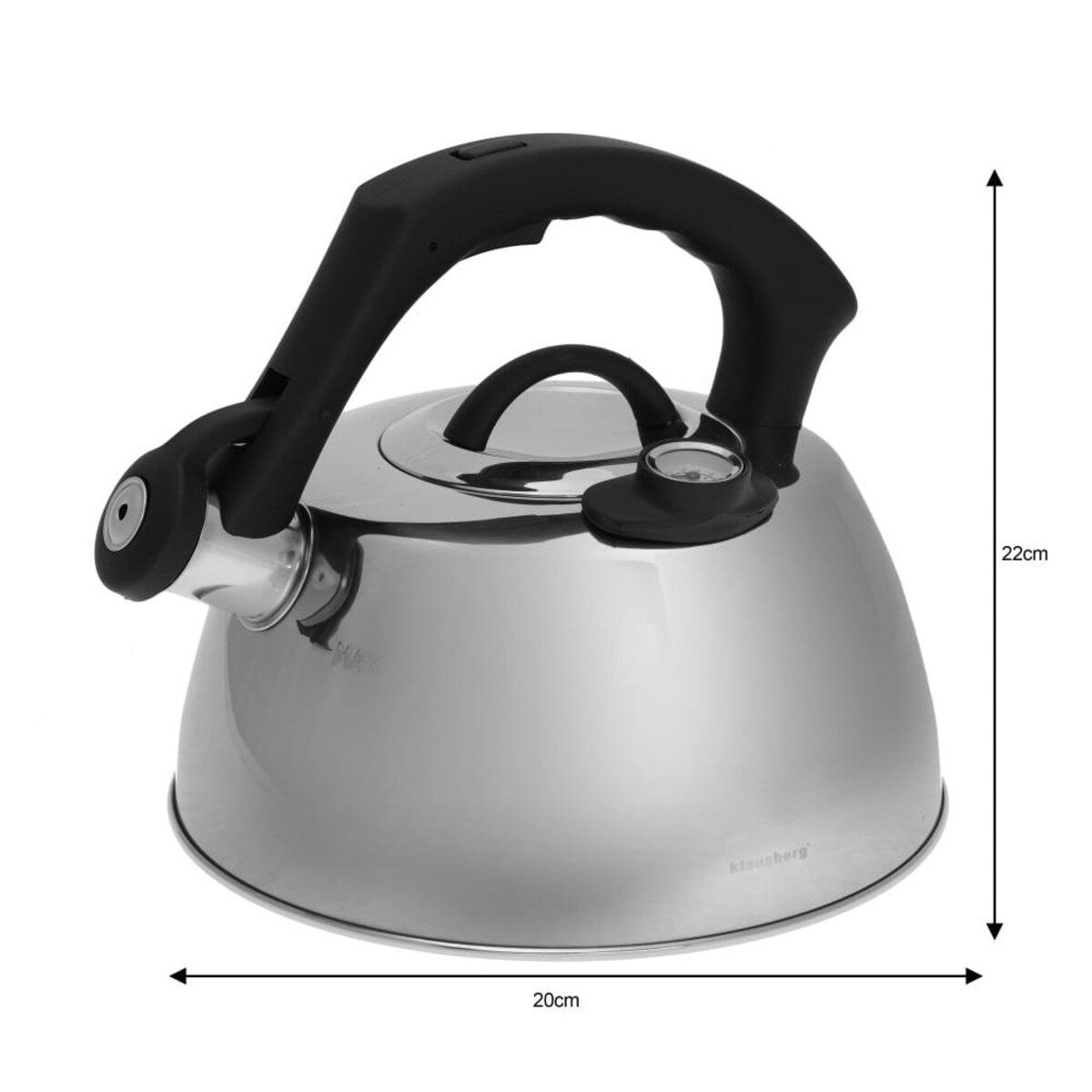 Czajnik stalowy z termometrem 3L indukcja gaz srebrny KLAUSBERG