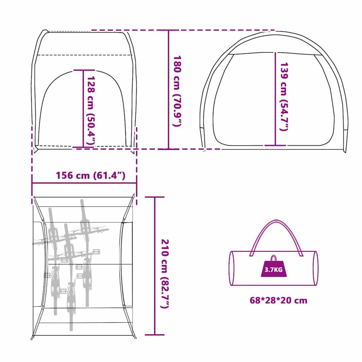 vidaXL Namiot do przechowywania rowerów z dachem Szary i pomarańczowy