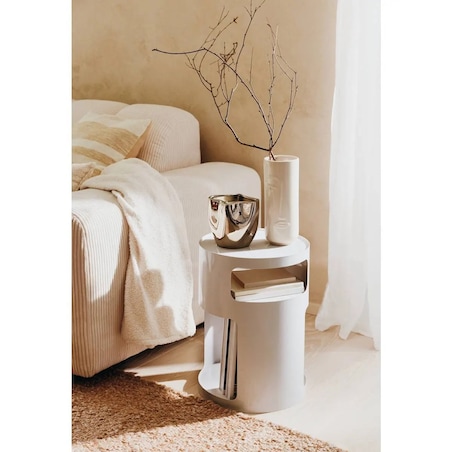 Stolik pomocniczy, boczny metalowy Ashdal, kremowy