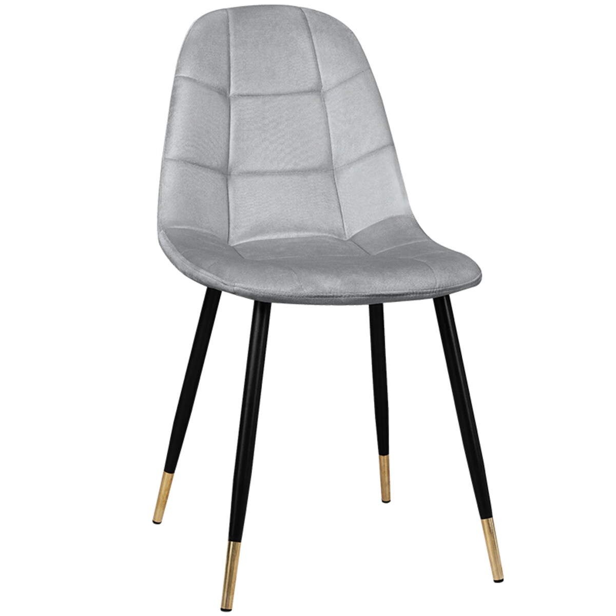 Krzesło tapicerowane szare pikowane welurowe do salonu jadalni