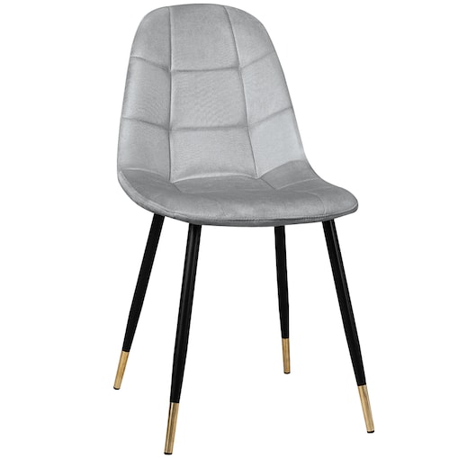 Krzesło tapicerowane szare pikowane welurowe do salonu jadalni