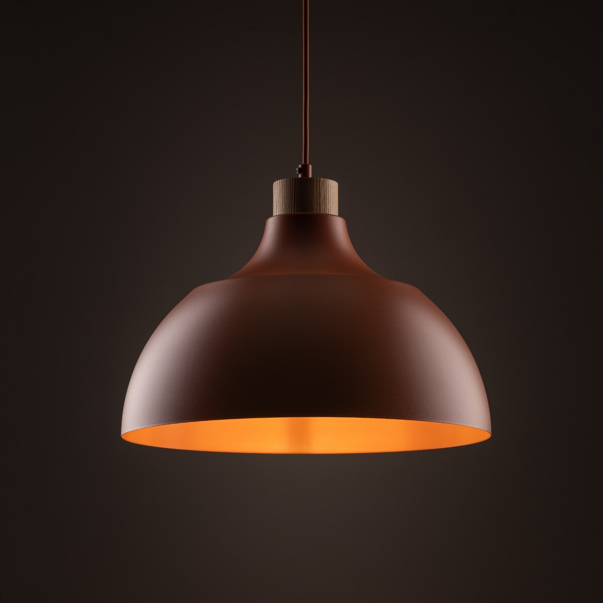 Lampa wisząca TK Lighting CAP BRICK 6927 ceglana E27 drewno/stal 34 cm regulowana do salonu jadalni kuchni