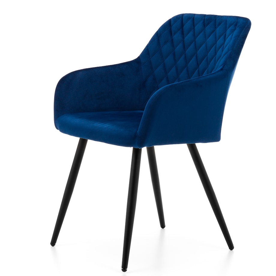 Krzesło tapicerowane TODI welur do salonu jadalni pikowane granatowe