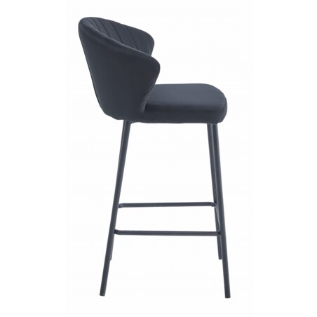 Hoker Do Jadalni Kuchni Baru Wysoki Gatta - Czarny Aksamit / Nogi Czarne X 2