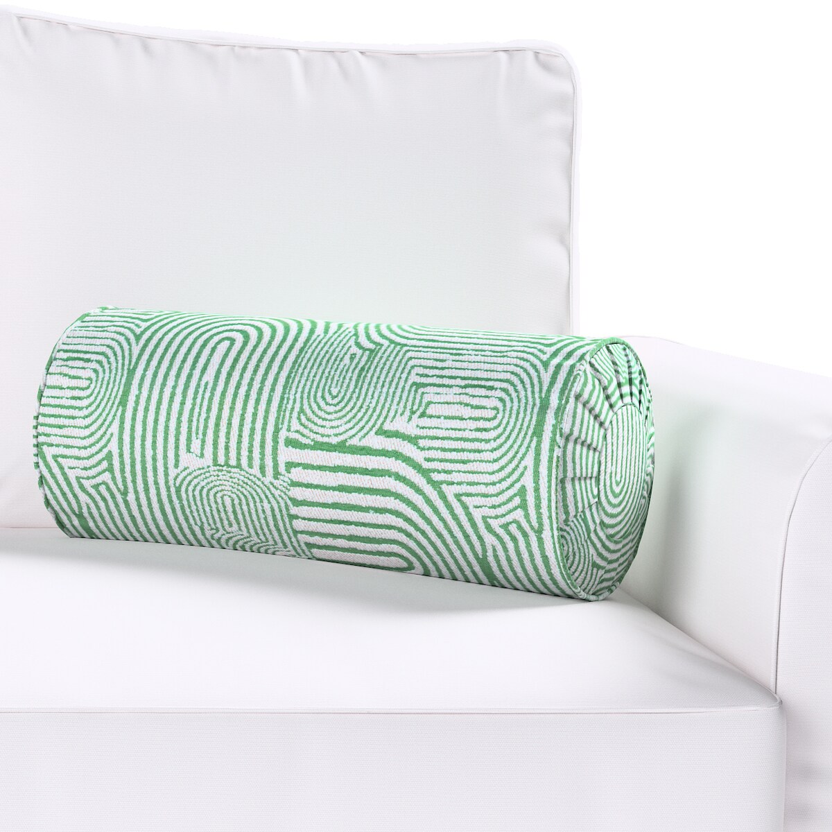Poduszka wałek z zakładkami, miętowe łuki na kremowym tle, Ø20 x 50 cm, Cosy Home