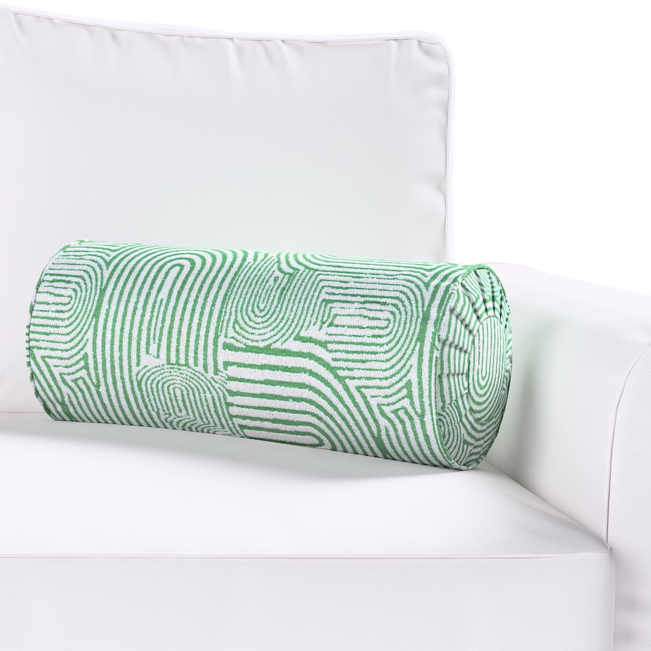 Poduszka wałek z zakładkami, miętowe łuki na kremowym tle, Ø20 x 50 cm, Cosy Home