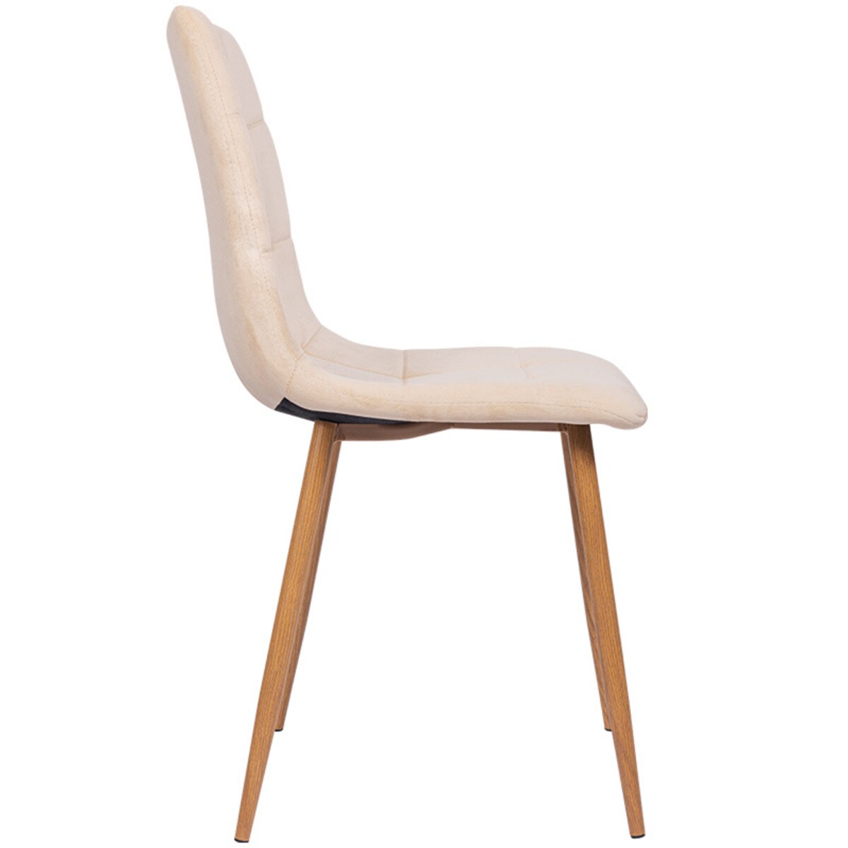 Krzesło tapicerowane do salonu beżowe welurowe pikowane