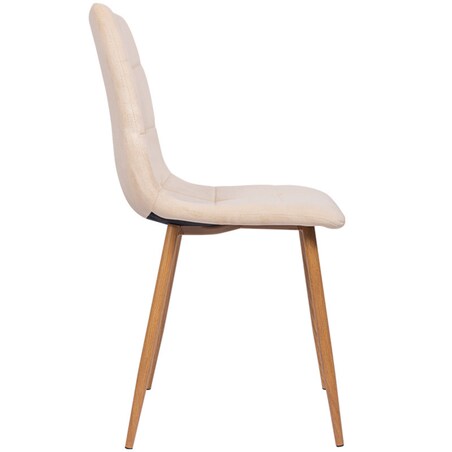 Krzesło tapicerowane do salonu beżowe welurowe pikowane