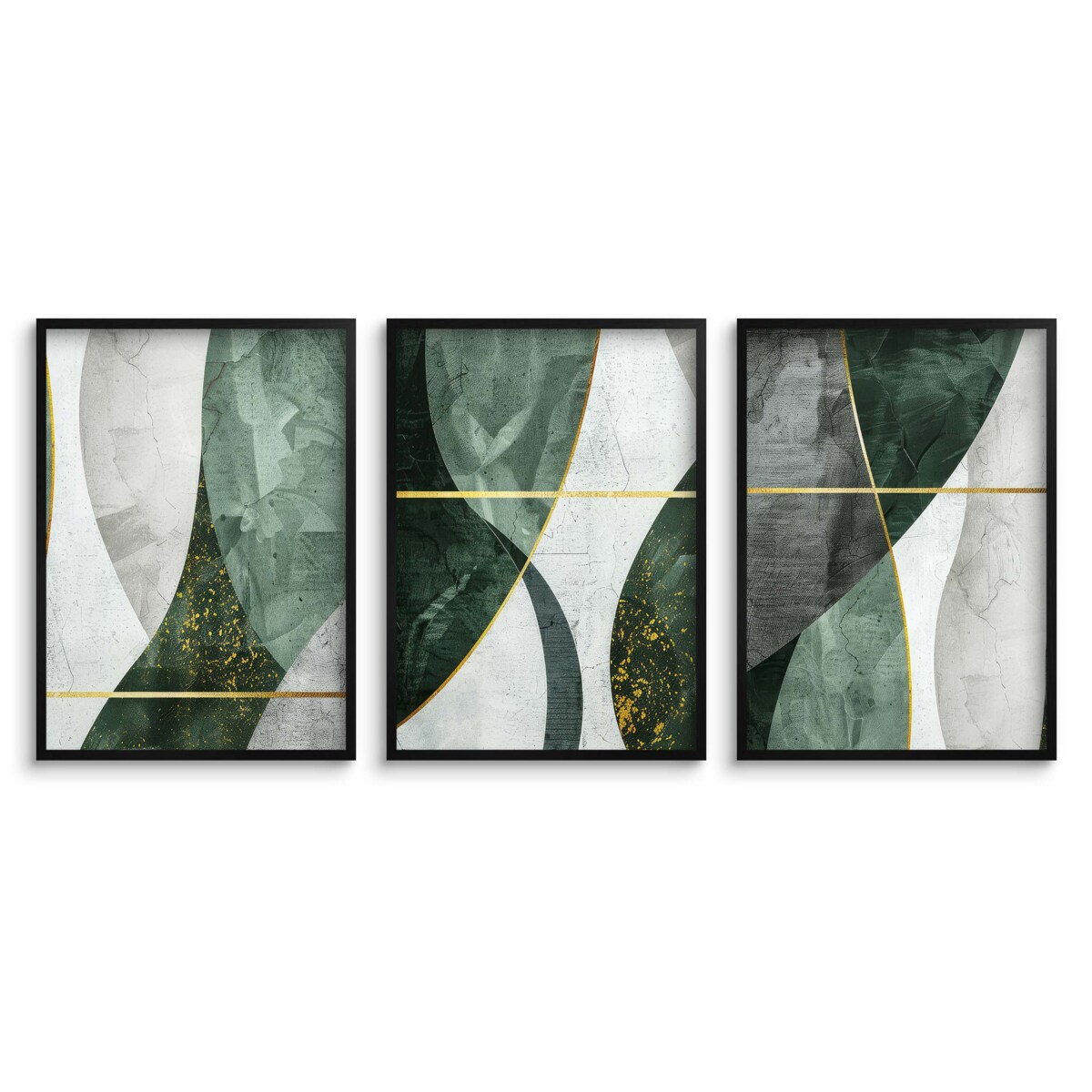 Plakaty Obrazy na ścianę ścienne ze Złotem Zielona Abstrakcja do Salonu