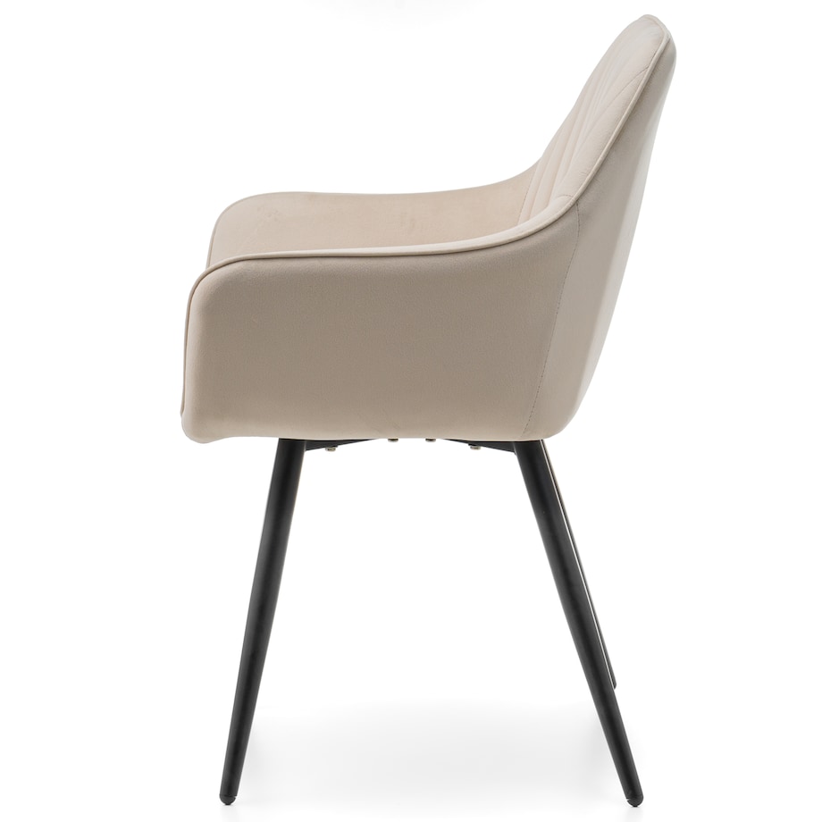 Krzesło tapicerowane pikowane welurowe do salonu jadalni nowoczesne PASSO beżowe