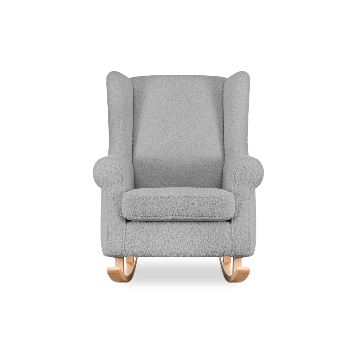 KONSIMO TULES Fotel bujany z torbą wykonany z szarej tkaniny jagnięcej