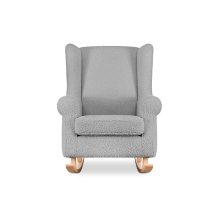 KONSIMO TULES Fotel bujany z torbą wykonany z szarej tkaniny jagnięcej