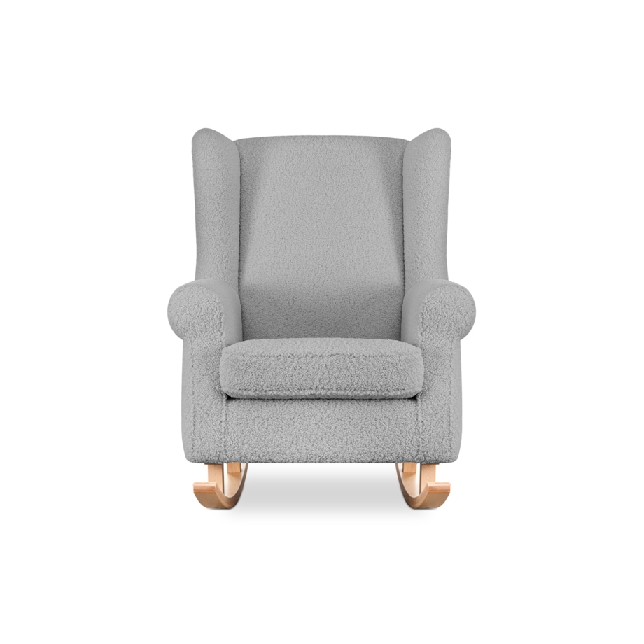 KONSIMO TULES Fotel bujany z torbą wykonany z szarej tkaniny jagnięcej