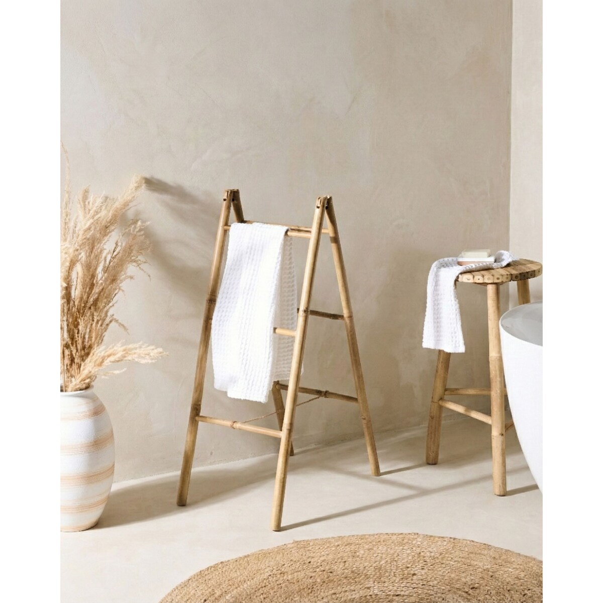 Stojak na ręczniki MOJANDA Drewno bambusowe Naturalny