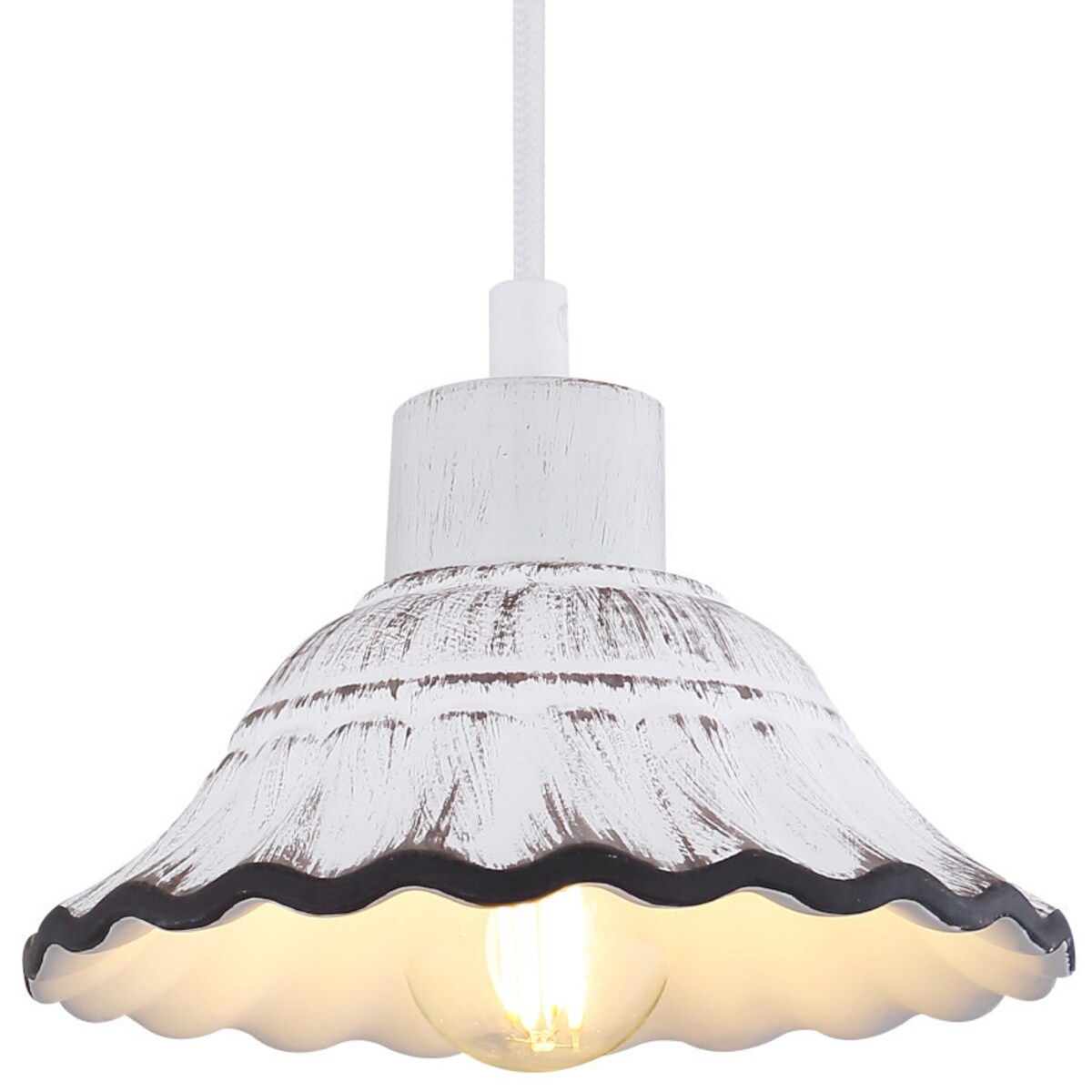 Ścienna LAMPA prowansalska JOWITA 54050W Globo ceramiczna OPRAWA kinkiet shabby biały