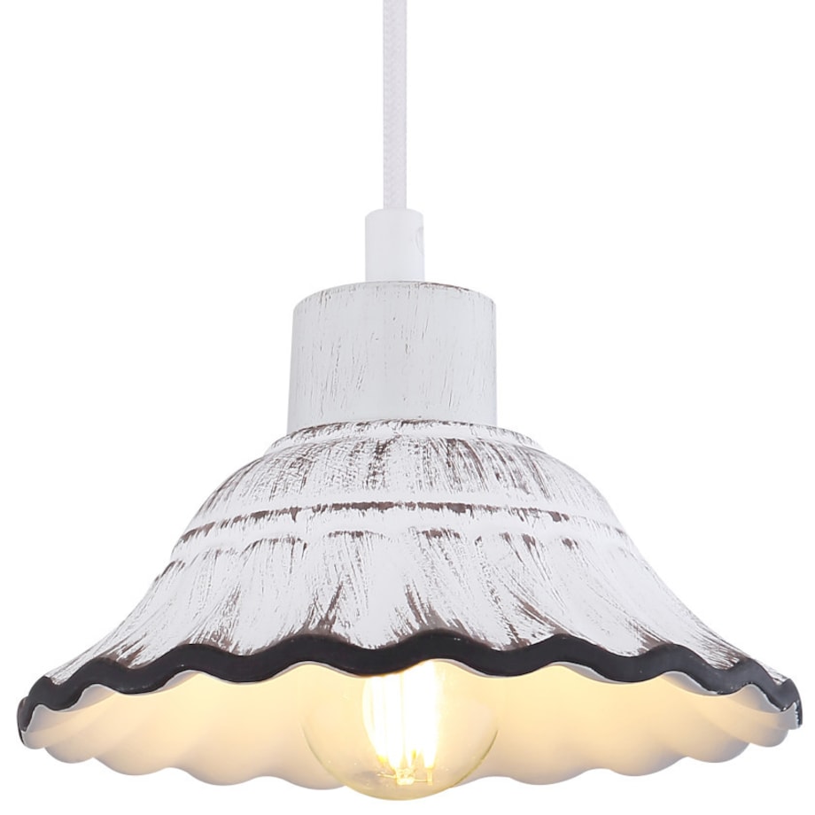 Ścienna LAMPA prowansalska JOWITA 54050W Globo ceramiczna OPRAWA kinkiet shabby biały