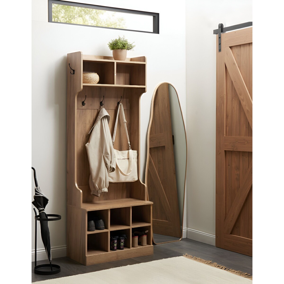 Szafka na buty z wieszakiem GINDAGAI Jasnobrązowy