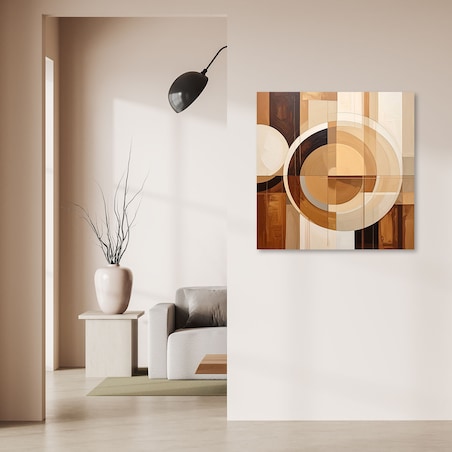 Obraz do salonu sypialni biura, Abstrakcyjne geometryczne formy w beżu