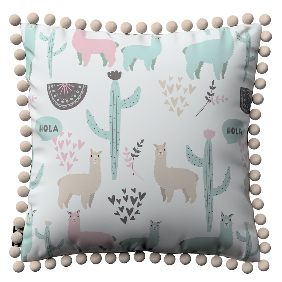 Poszewka Daisy 45x45 pastelowe lamy na jasnoszarym tle