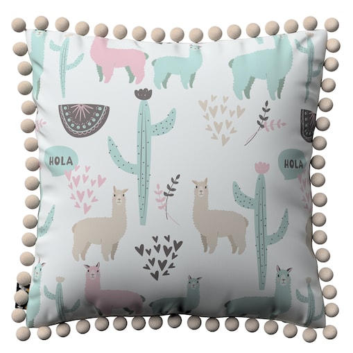 Poszewka Daisy 45x45 pastelowe lamy na jasnoszarym tle