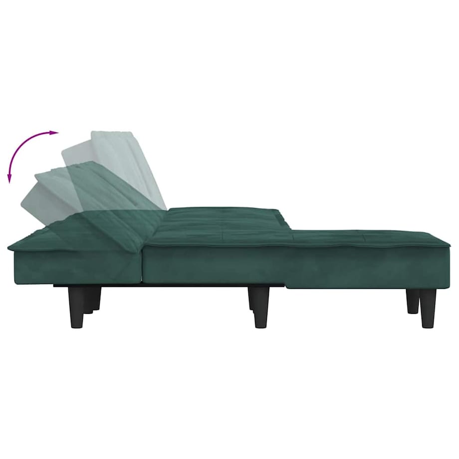 vidaXL Sofa rozkładana L, ciemnozielona, 255x140x70 cm, aksamit