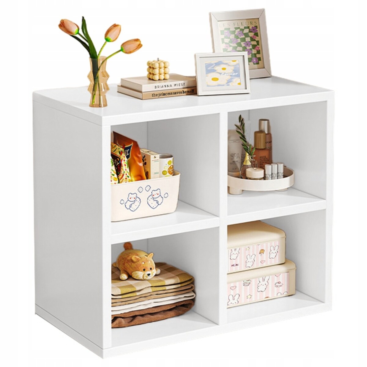 Otwarty stojący regał modułowy biały półka szafka komoda loft skandynawski